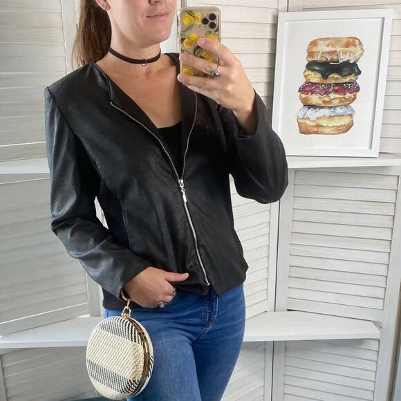 Elementz black faux leather zip up jacket - Picture 1 of 11